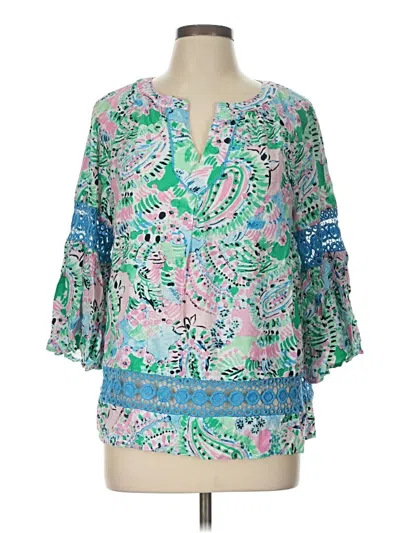 Pre-owned Crown & Ivy 3/4 Sleeve Blouse In Green