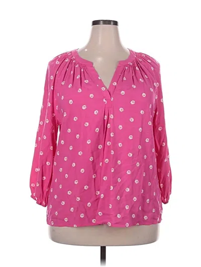 Pre-owned Crown & Ivy 3/4 Sleeve Blouse In Pink