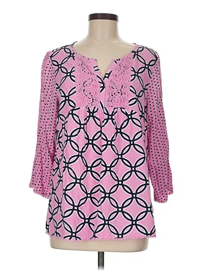 Pre-owned Crown & Ivy 3/4 Sleeve Blouse In Pink