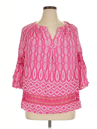 Pre-owned Crown & Ivy 3/4 Sleeve Blouse In Pink