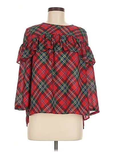 Pre-owned Crown & Ivy 3/4 Sleeve Blouse In Red