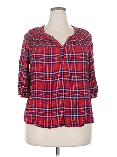 Pre-owned Crown & Ivy 3/4 Sleeve Blouse In Red