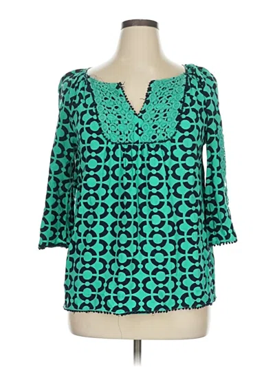 Pre-owned Crown & Ivy 3/4 Sleeve Blouse In Teal