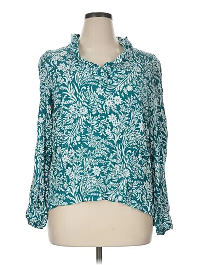 Pre-owned Crown & Ivy 3/4 Sleeve Blouse In Teal