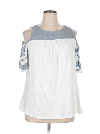 Pre-owned Crown & Ivy 3/4 Sleeve Blouse In White