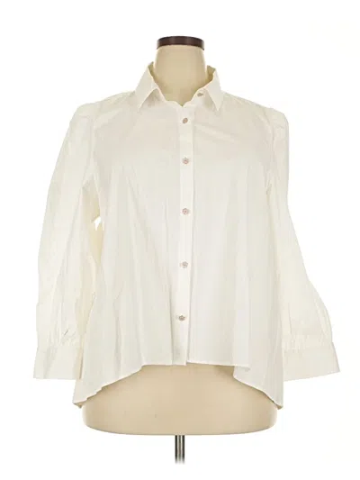 Pre-owned Crown & Ivy 3/4 Sleeve Blouse In White