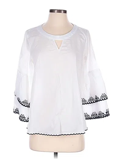 Pre-owned Crown & Ivy 3/4 Sleeve Blouse In White