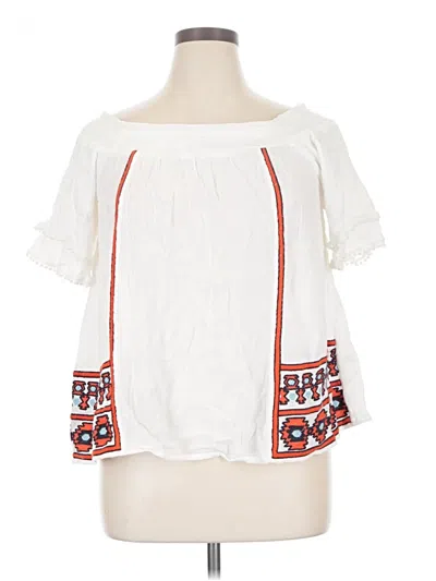 Pre-owned Crown & Ivy 3/4 Sleeve Blouse In White