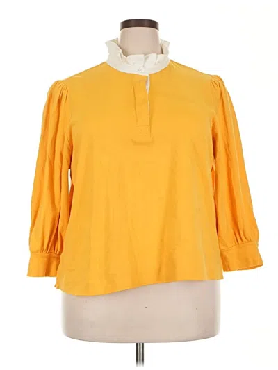 Pre-owned Crown & Ivy 3/4 Sleeve Blouse In Yellow