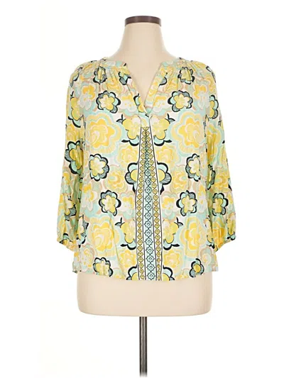 Pre-owned Crown & Ivy 3/4 Sleeve Blouse In Yellow