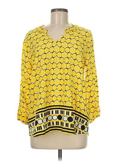 Pre-owned Crown & Ivy 3/4 Sleeve Blouse In Yellow