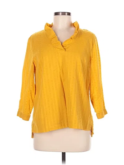 Pre-owned Crown & Ivy 3/4 Sleeve Blouse In Yellow