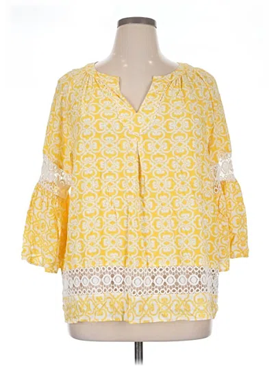 Pre-owned Crown & Ivy 3/4 Sleeve Blouse In Yellow