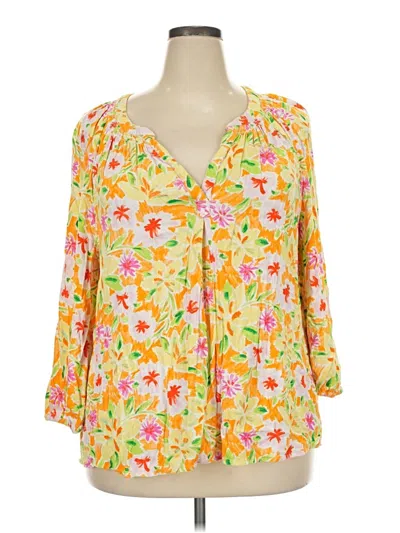 Pre-owned Crown & Ivy 3/4 Sleeve Blouse In Yellow