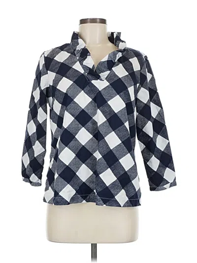 Pre-owned Crown & Ivy 3/4 Sleeve Button Down Shirt In Blue