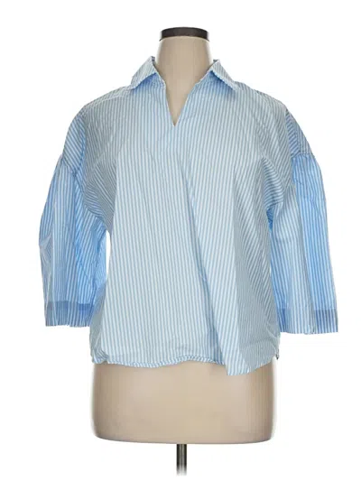 Pre-owned Crown & Ivy 3/4 Sleeve Button Down Shirt In Blue