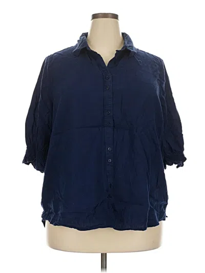 Pre-owned Crown & Ivy 3/4 Sleeve Button Down Shirt In Blue