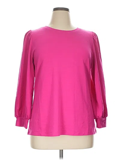 Pre-owned Crown & Ivy 3/4 Sleeve Top Pink Crew Neck Tops