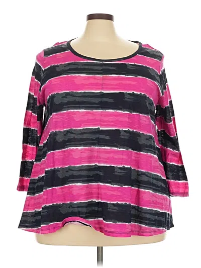 Pre-owned Crown & Ivy 3/4 Sleeve T-shirt In Pink