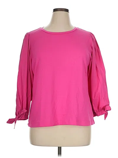 Pre-owned Crown & Ivy 3/4 Sleeve T-shirt In Pink