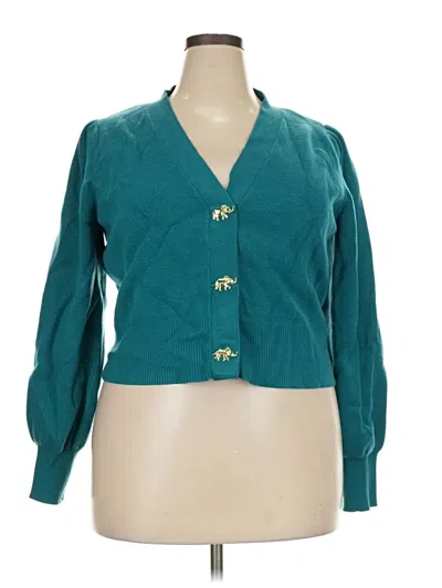 Pre-owned Crown & Ivy Cardigan Sweater In Teal