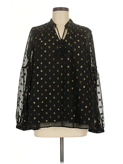 Pre-owned Crown & Ivy Long Sleeve Blouse In Black