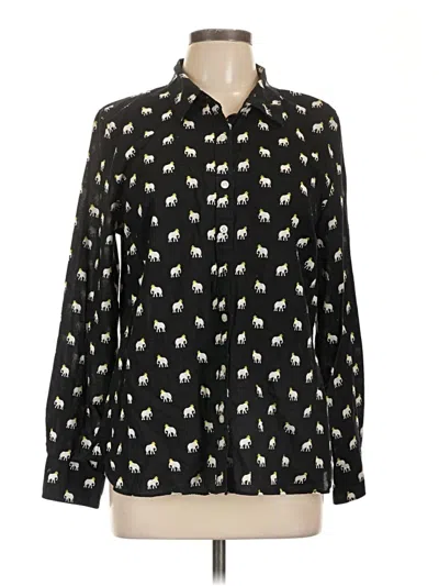 Pre-owned Crown & Ivy Long Sleeve Blouse In Black