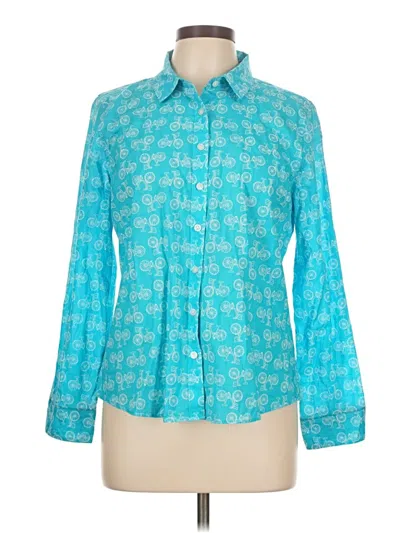 Pre-owned Crown & Ivy Long Sleeve Blouse In Blue