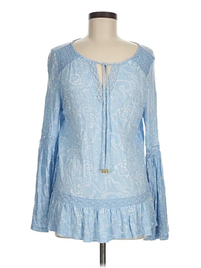 Pre-owned Crown & Ivy Long Sleeve Blouse In Blue
