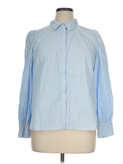 Pre-owned Crown & Ivy Long Sleeve Blouse In Blue