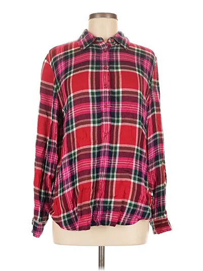 Pre-owned Crown & Ivy Long Sleeve Blouse In Burgundy