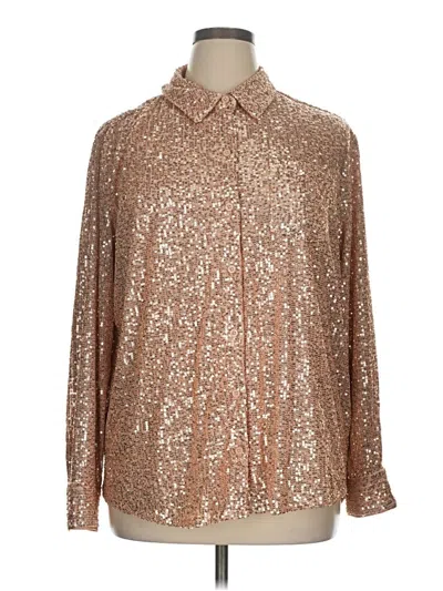 Pre-owned Crown & Ivy Long Sleeve Blouse In Gold