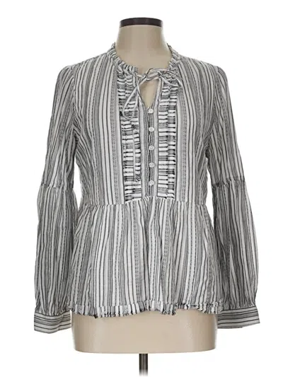 Pre-owned Crown & Ivy Long Sleeve Blouse In Gray
