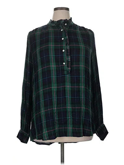 Pre-owned Crown & Ivy Long Sleeve Blouse In Green