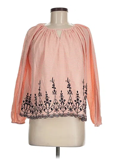 Pre-owned Crown & Ivy Long Sleeve Blouse In Orange