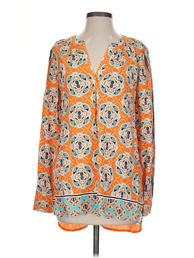 Pre-owned Crown & Ivy Long Sleeve Blouse In Orange
