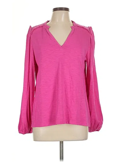 Pre-owned Crown & Ivy Long Sleeve Blouse In Pink