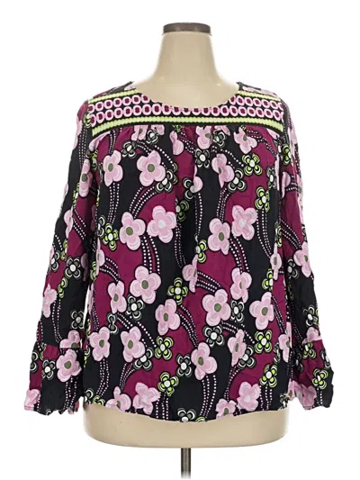 Pre-owned Crown & Ivy Long Sleeve Blouse In Purple