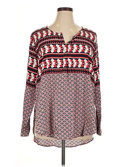 Pre-owned Crown & Ivy Long Sleeve Blouse In Red
