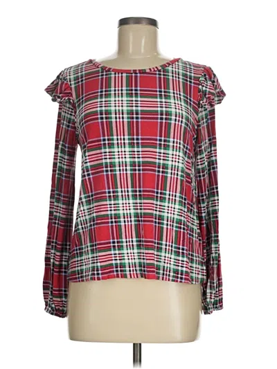 Pre-owned Crown & Ivy Long Sleeve Blouse In Red