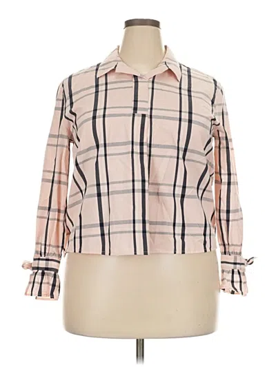 Pre-owned Crown & Ivy Long Sleeve Blouse In Tan