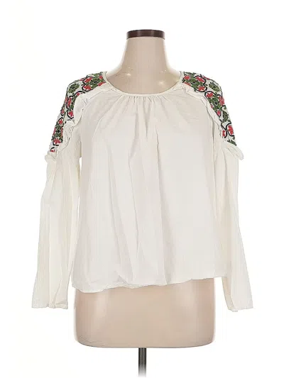 Pre-owned Crown & Ivy Long Sleeve Blouse In White