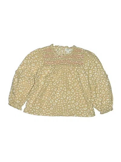 Pre-owned Crown & Ivy Kids' Long Sleeve Blouse In Yellow