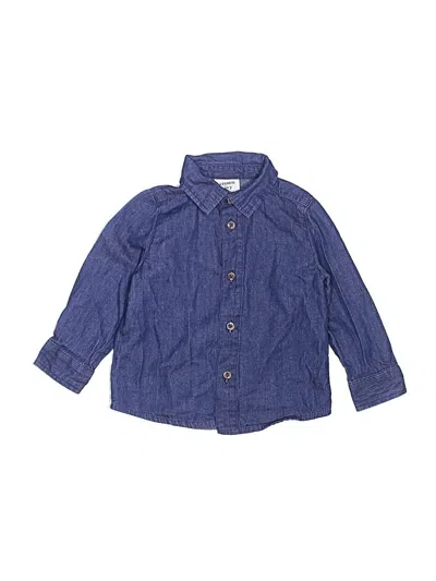Pre-owned Crown & Ivy Kids' Long Sleeve Button Down Shirt In Blue