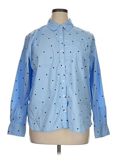 Pre-owned Crown & Ivy Long Sleeve Button Down Shirt In Blue