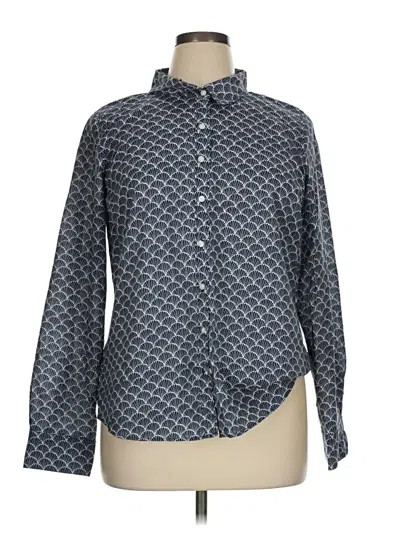 Pre-owned Crown & Ivy Long Sleeve Button Down Shirt In Blue