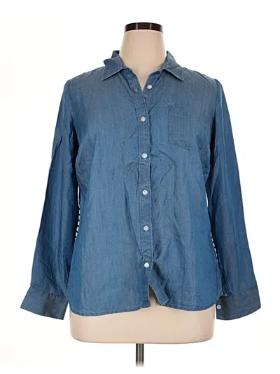 Pre-owned Crown & Ivy Long Sleeve Button Down Shirt In Blue