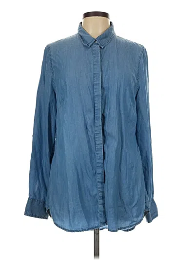 Pre-owned Crown & Ivy Long Sleeve Button Down Shirt In Blue