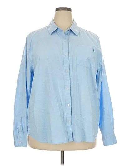 Pre-owned Crown & Ivy Long Sleeve Button Down Shirt In Blue
