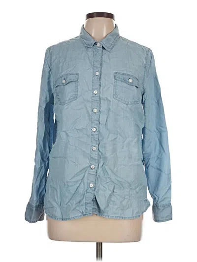 Pre-owned Crown & Ivy Long Sleeve Button Down Shirt In Blue